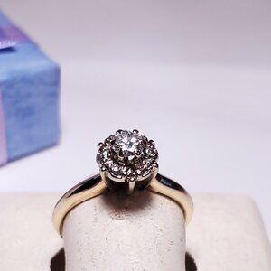 Vintage .34ctw Rd Diamond SI1 HI Halo Top 14Kt 2Tone Gold Engagement Ring #23370